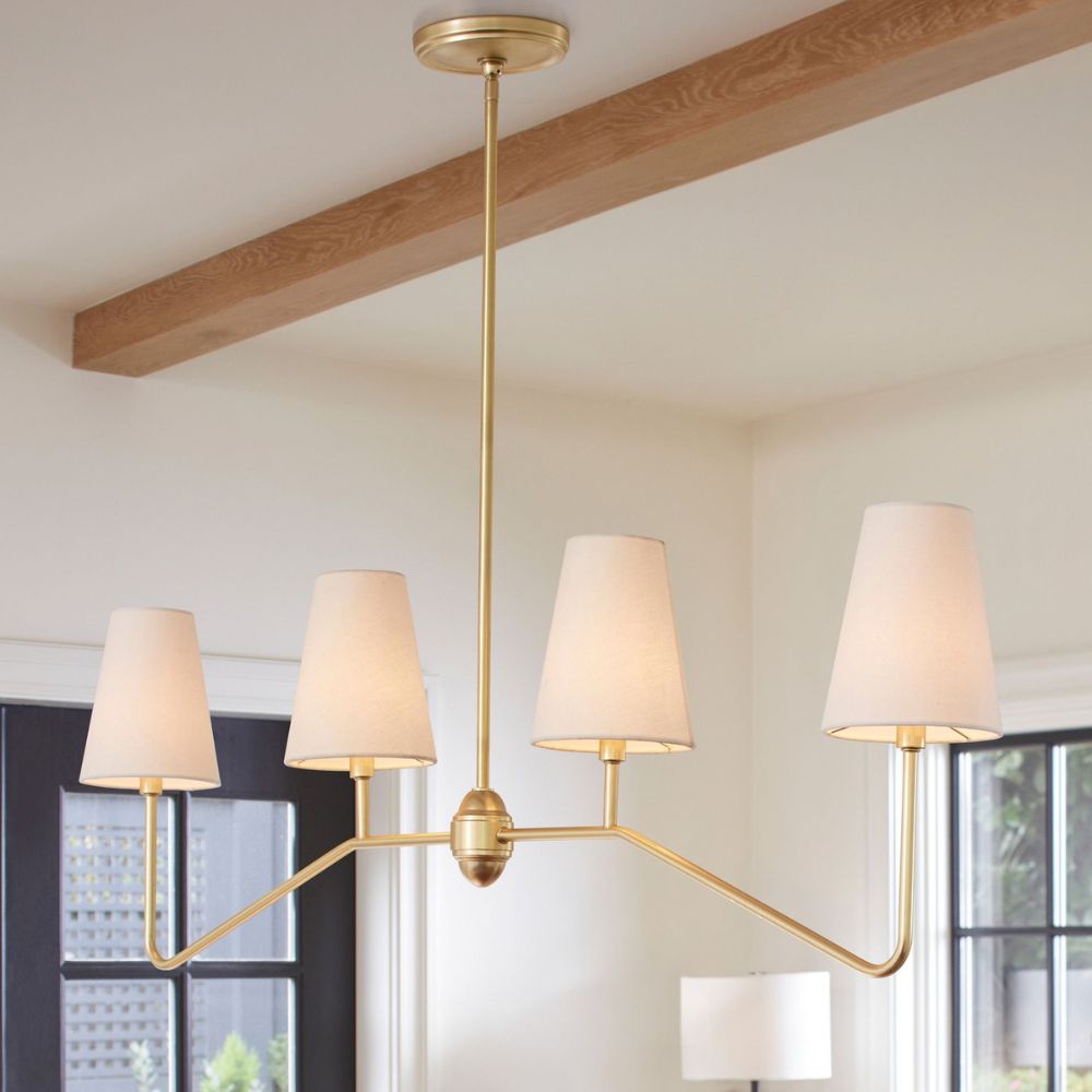 Berkshire Linear Pendant – 4-Light Brass & Fabric Shade