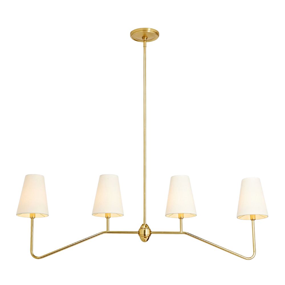Berkshire Linear Pendant – 4-Light Brass & Fabric Shade
