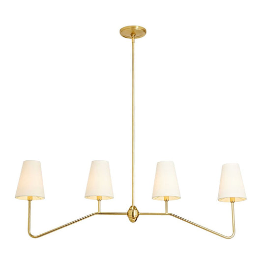 Berkshire Linear Pendant – 4-Light Brass & Fabric Shade