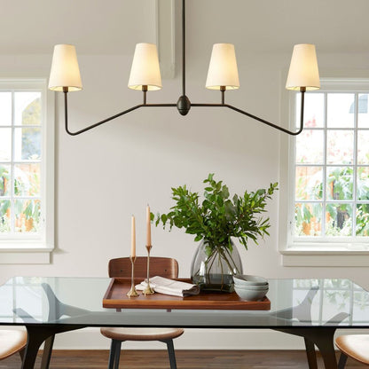 Berkshire Linear Pendant – 4-Light Brass & Fabric Shade